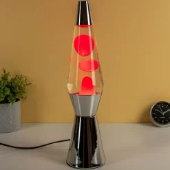 Bullet lavalamp zilver met rode lava