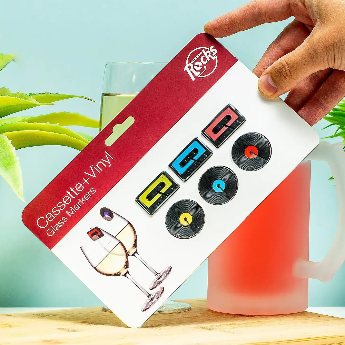 Cassette- en elpee glasmarkeerders (set van 6)