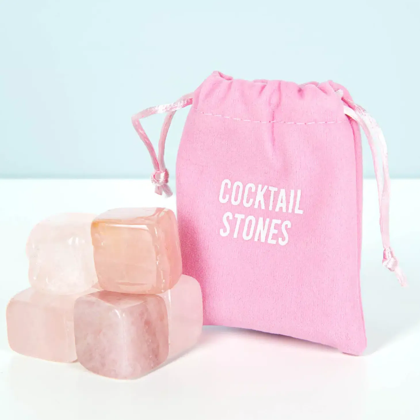 Cocktail koelstenen van rozenkwarts (set van 6)