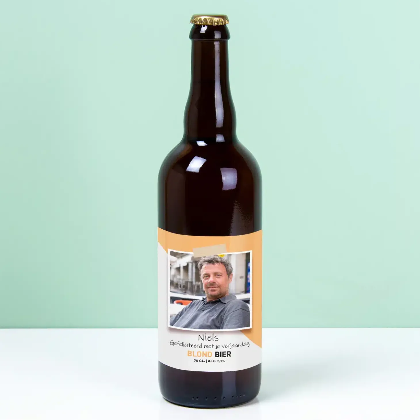 Gepersonaliseerde bierfles met foto (750 ml)