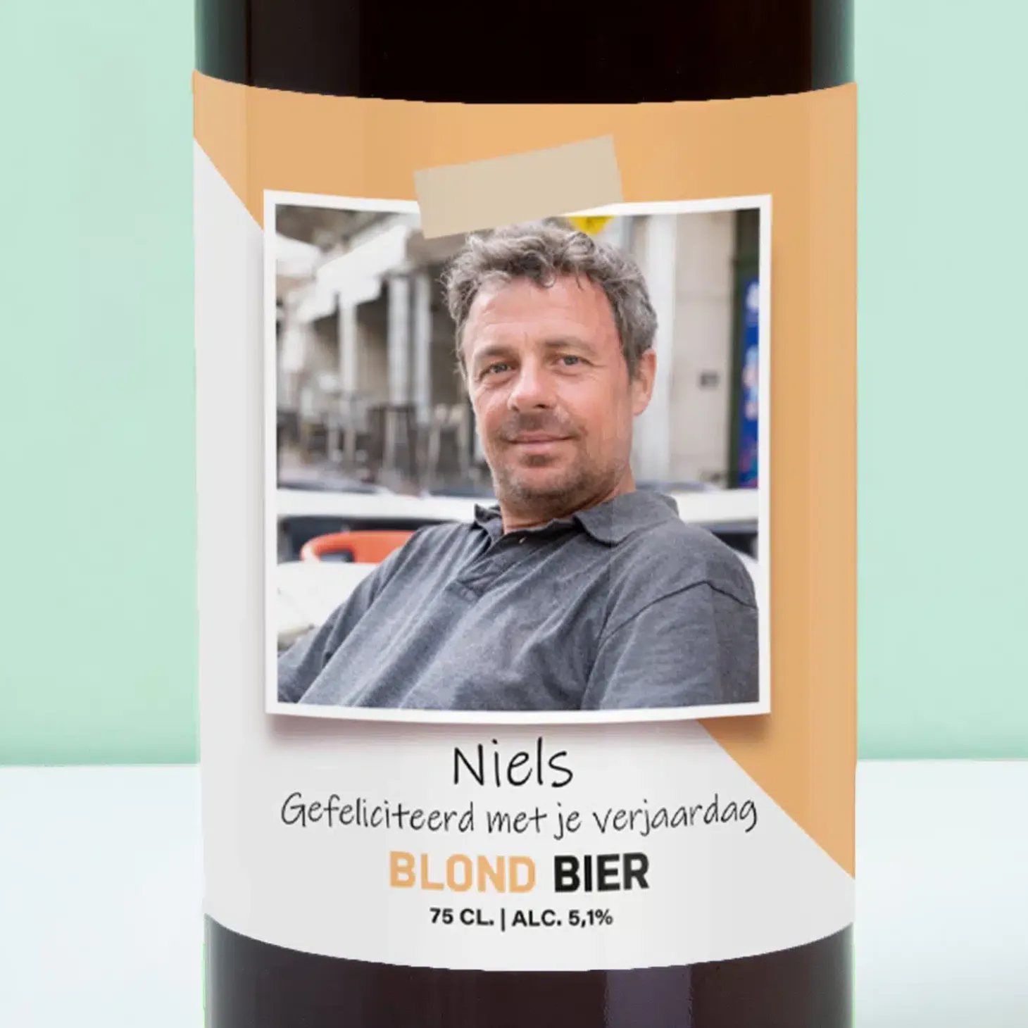 Gepersonaliseerde bierfles met foto (750 ml)