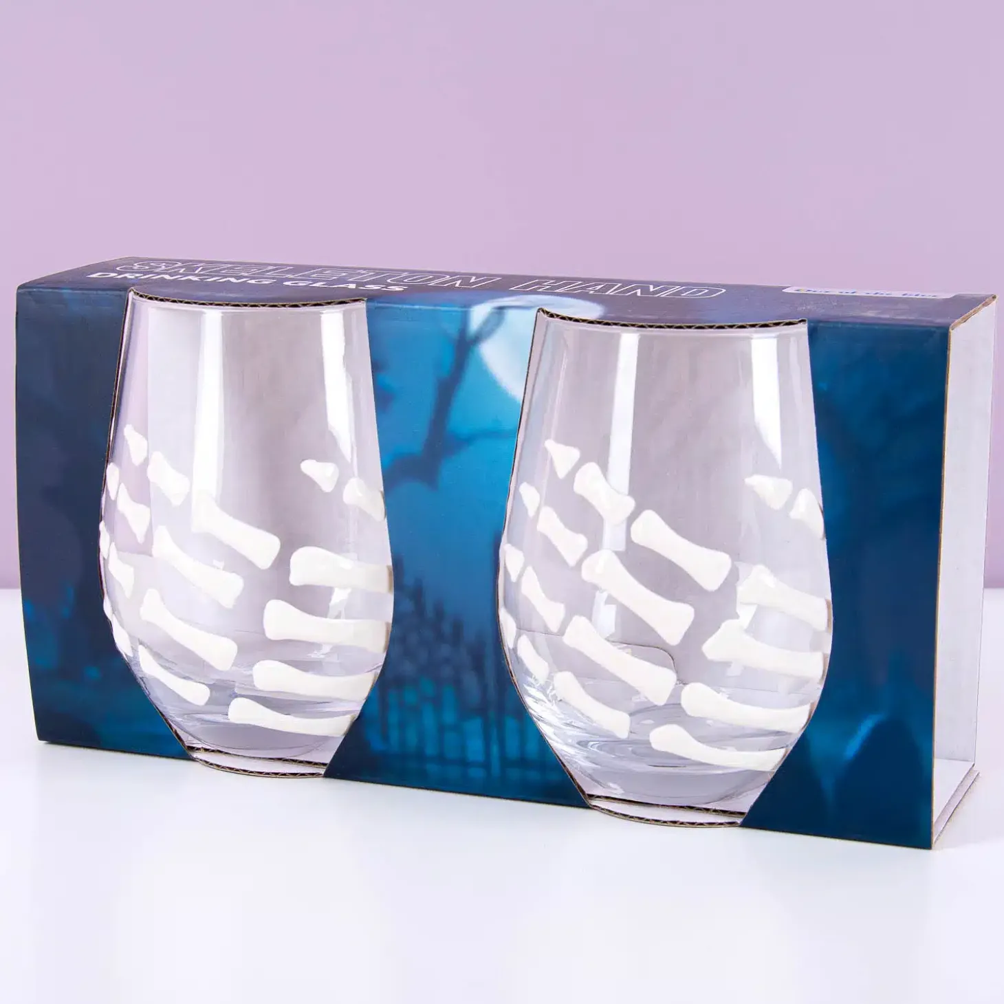 Glas met skelethand (set van 2)