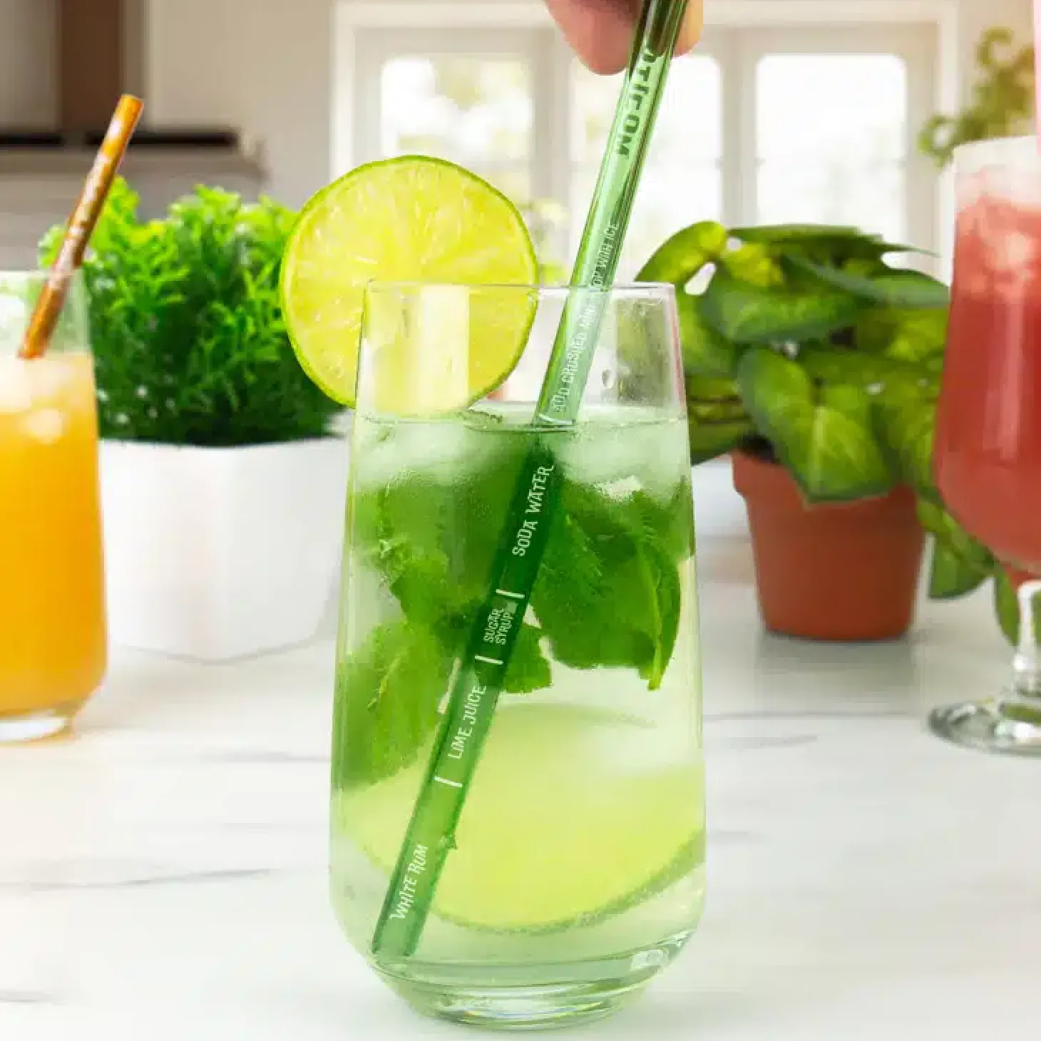 Glazen cocktailrietjes met recepten (set van 6)
