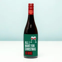 Kerst wijnfles All I want for Christmas is wine