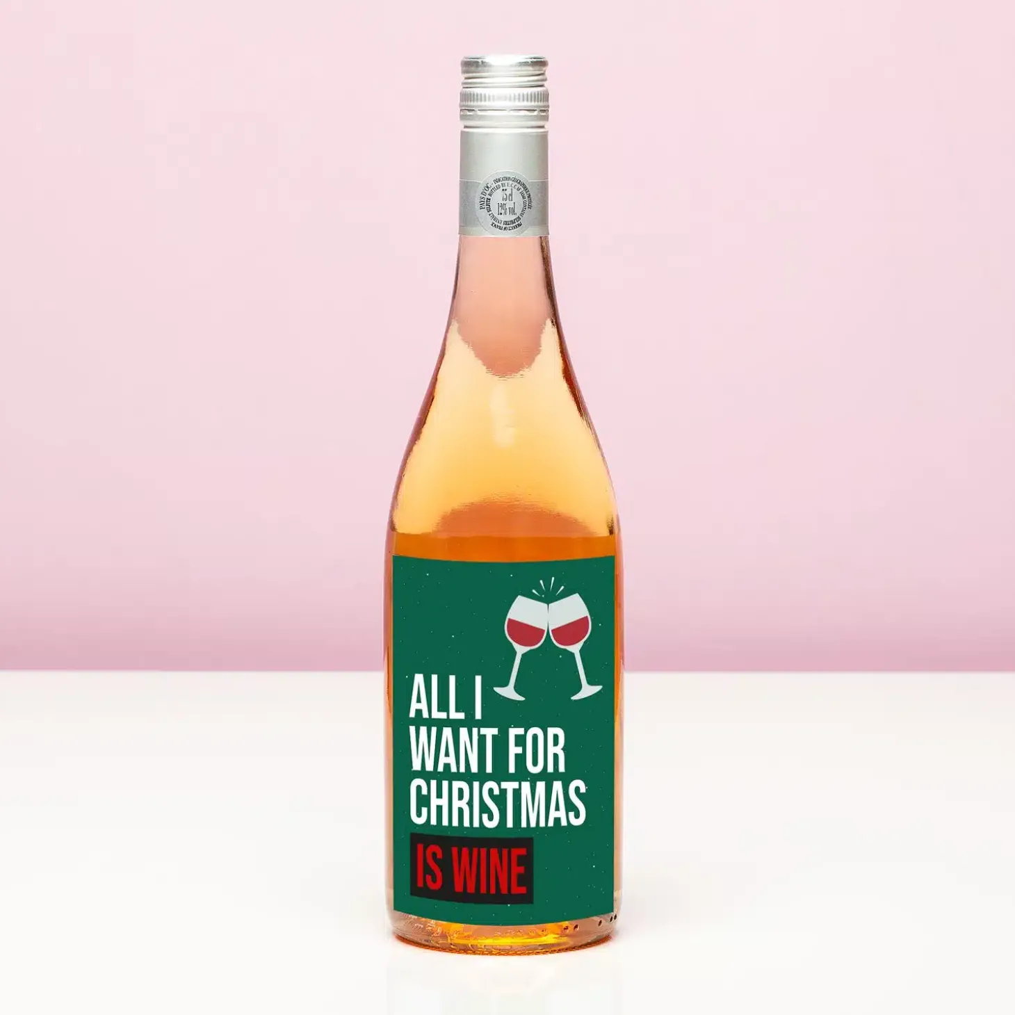 Kerst wijnfles All I want for Christmas is wine
