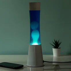 Lavalamp wit met blauwe vloeistof en mint lava
