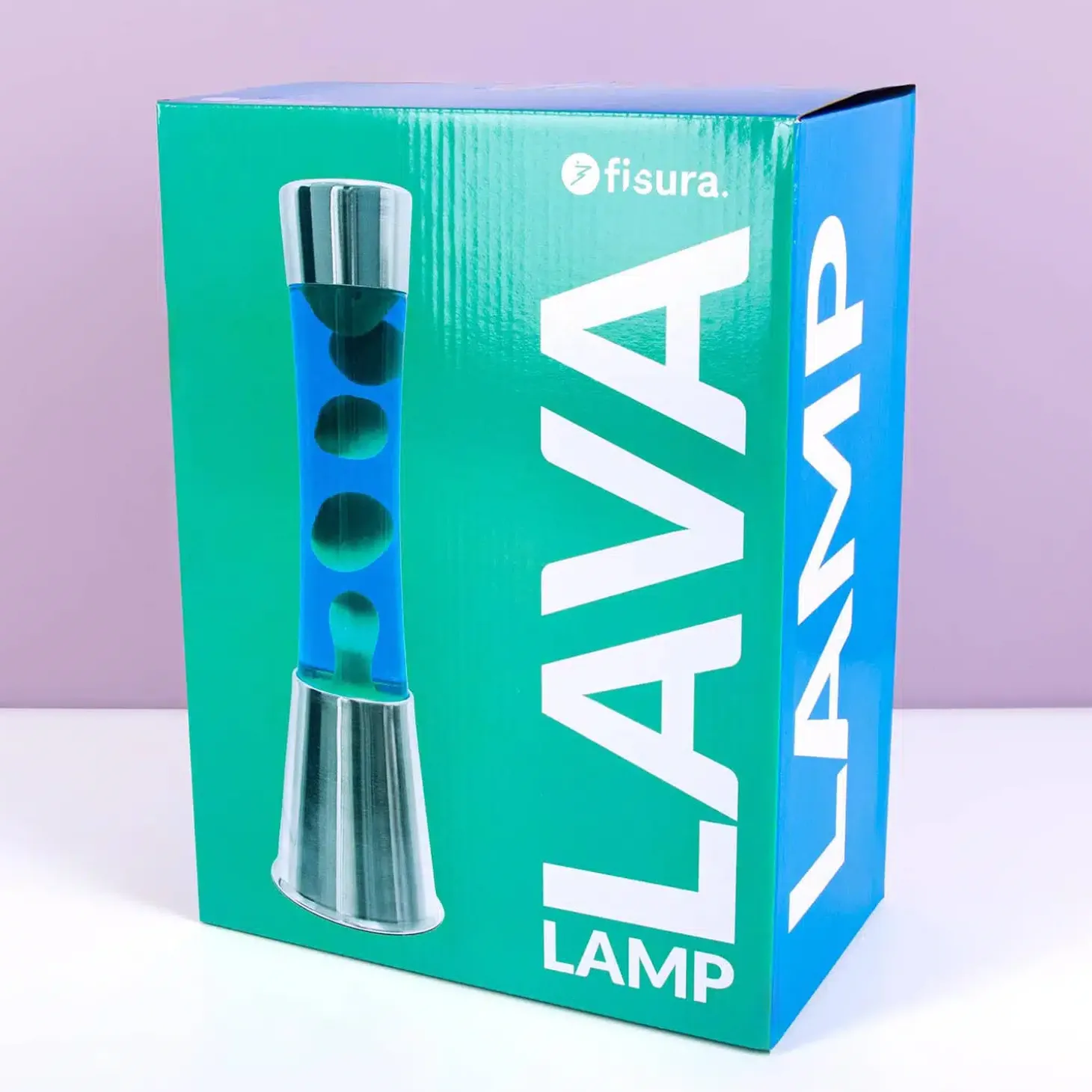 Lavalamp zilver met groene lava