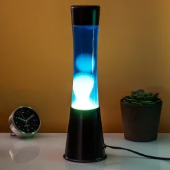 Lavalamp zwart met witte lava