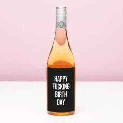 Wijnfles Happy fucking birthday