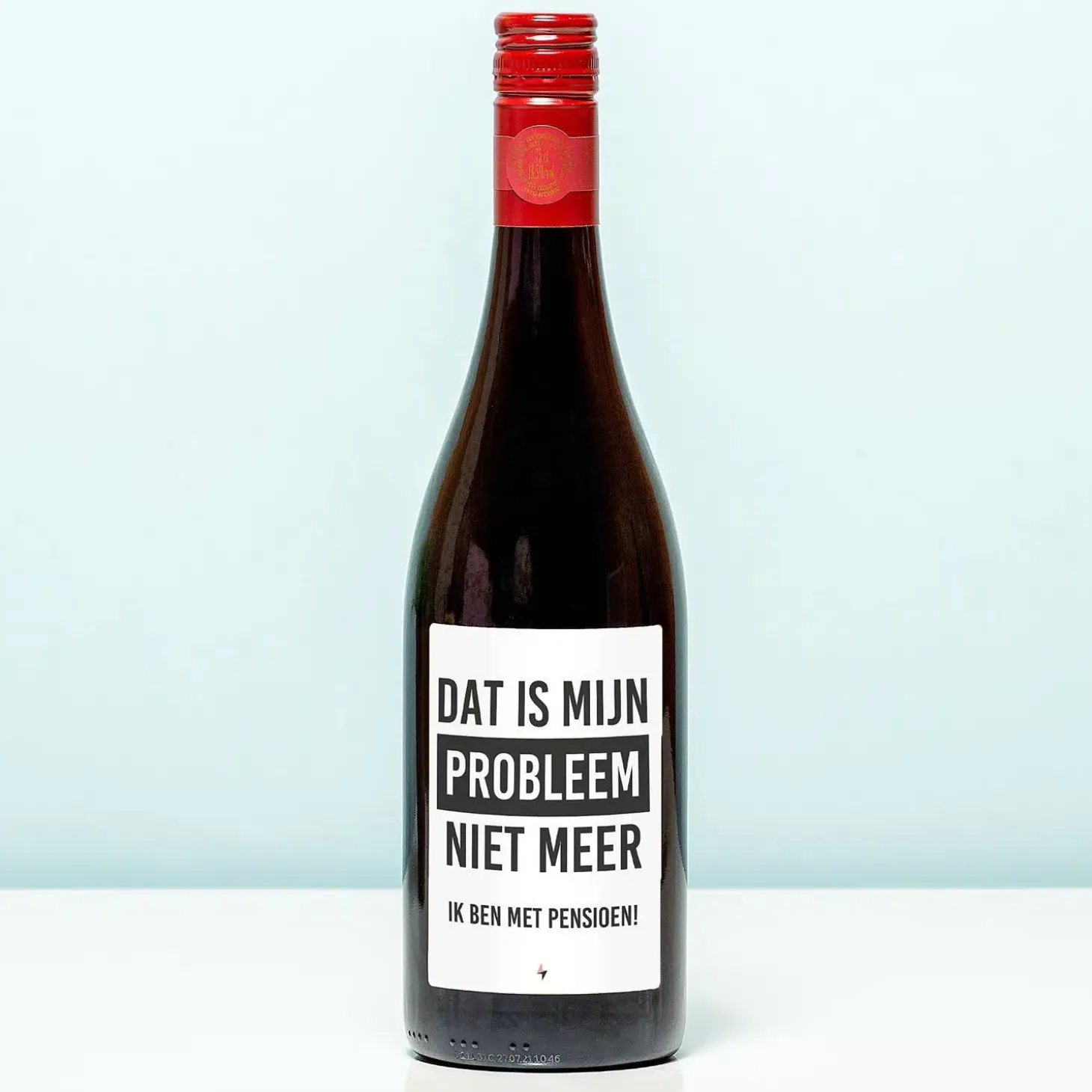 Wijnfles Pensioen niet mijn probleem